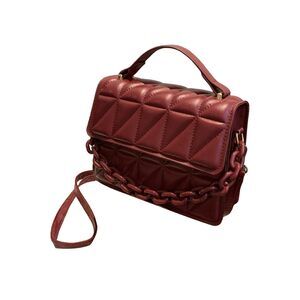 9473 Quilted PU Leather Square Crossbody Bag Mini Satchel Handbags Fashion